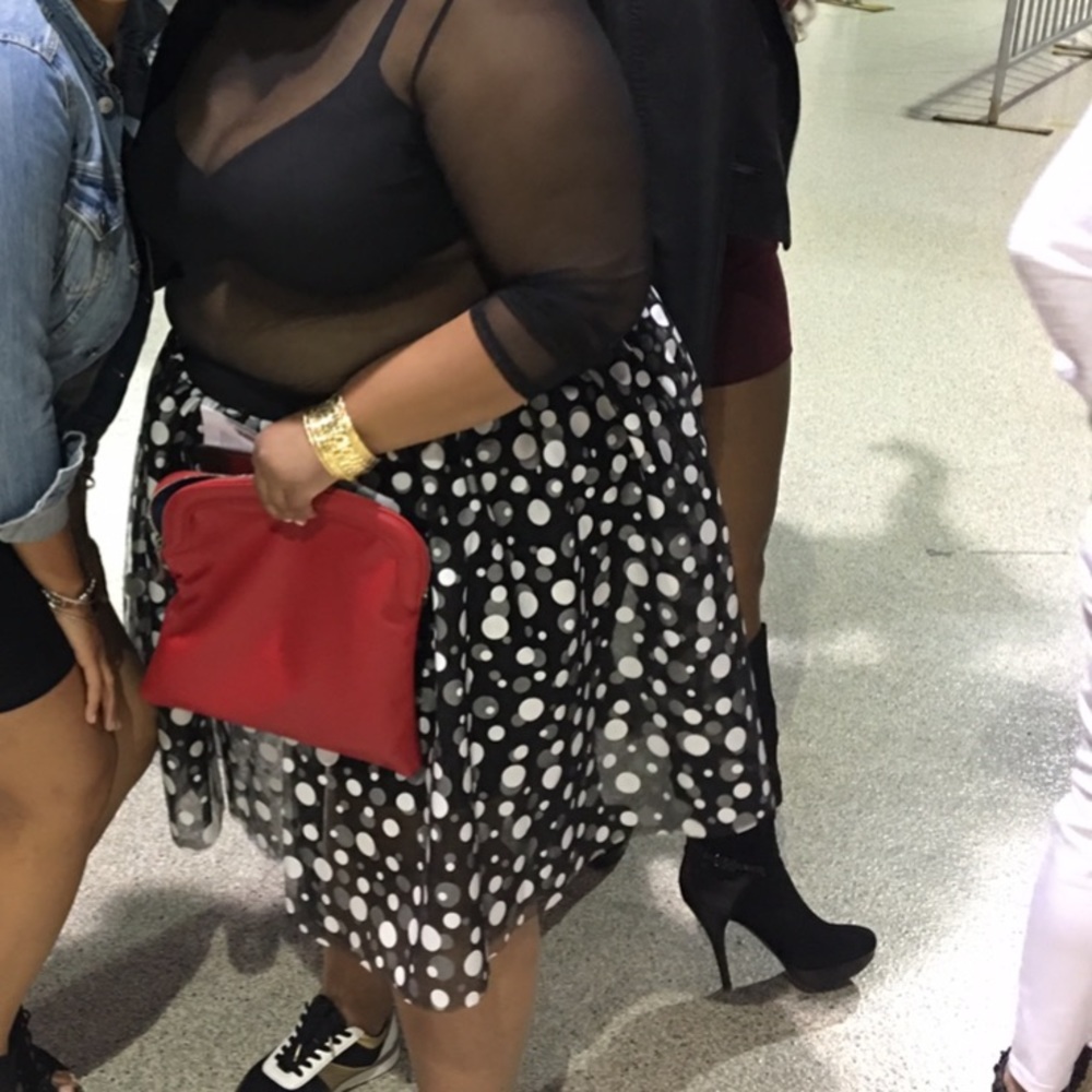 Black n White Polkadots Plus Tule skirt